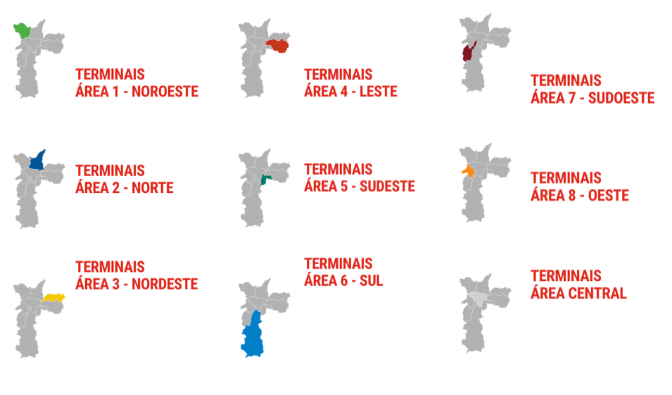 Карта зон автобусов Сан Пауло